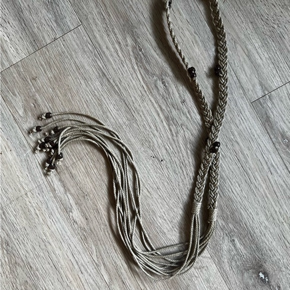Vintage Braided and Beaded Boho Belt - Picture 2 of 4